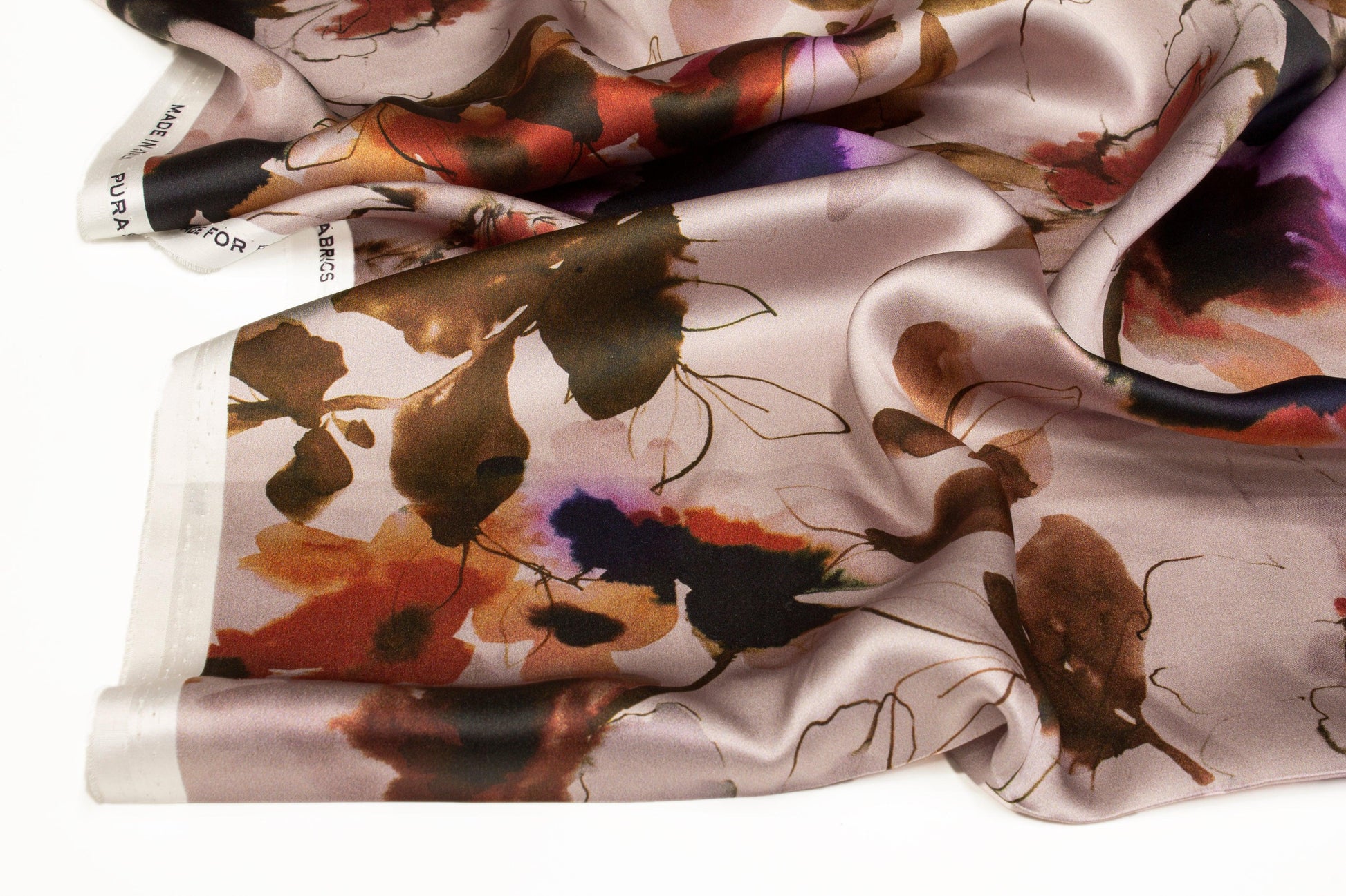Watercolor Floral Tie-Dye Italian Silk Charmeuse - Multicolor - Prime Fabrics