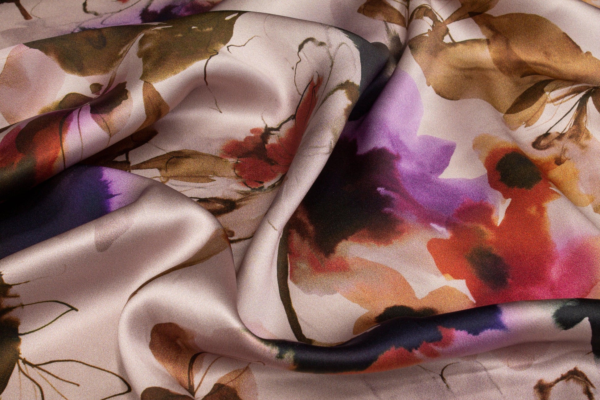 Watercolor Floral Tie-Dye Italian Silk Charmeuse - Multicolor - Prime Fabrics