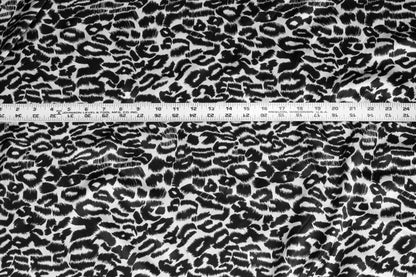 Black and Ivory Leopard Print Silk Charmeuse - Prime Fabrics