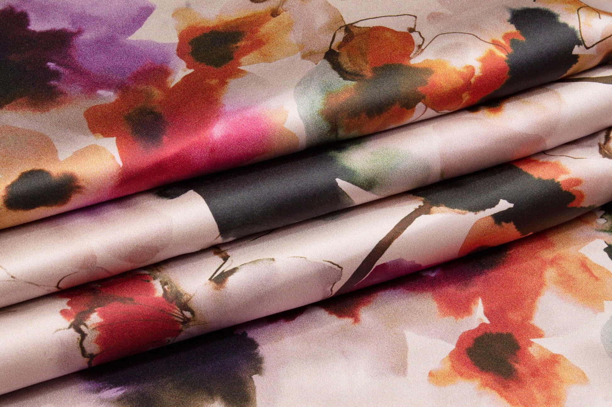 Watercolor Floral Tie-Dye Italian Silk Charmeuse - Multicolor - Prime Fabrics