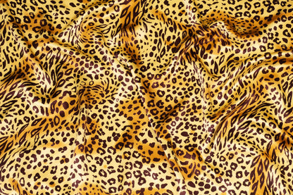 Gold Cheetah Print Silk Charmeuse - Prime Fabrics