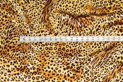 Gold Cheetah Print Silk Charmeuse - Prime Fabrics