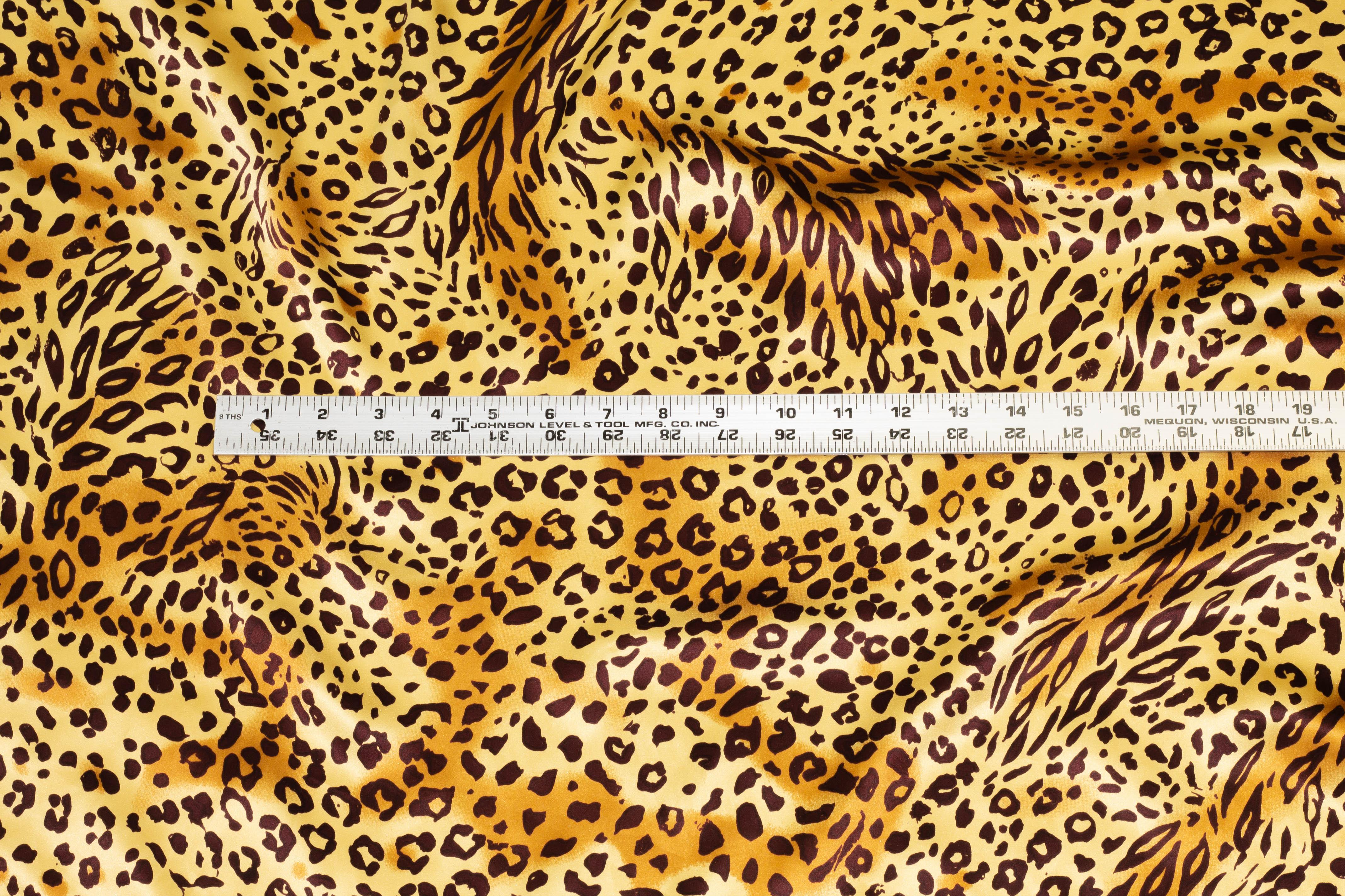 Gold Cheetah Print Silk Charmeuse - Prime Fabrics