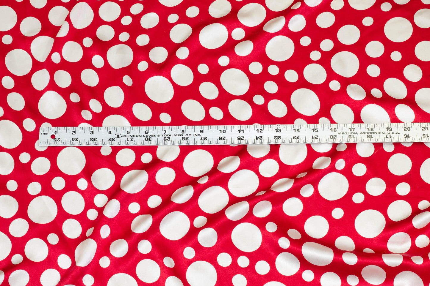 Red and White Polka Dot Silk Charmeuse - Prime Fabrics
