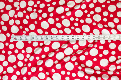 Red and White Polka Dot Silk Charmeuse - Prime Fabrics
