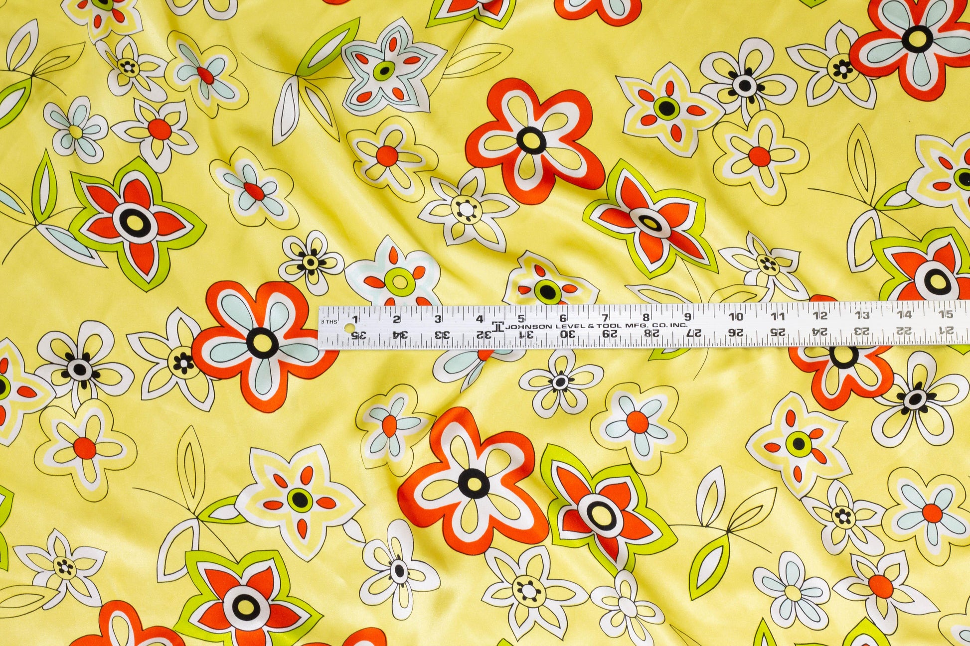 Yellow and Multicolor Floral Silk Charmeuse - Prime Fabrics