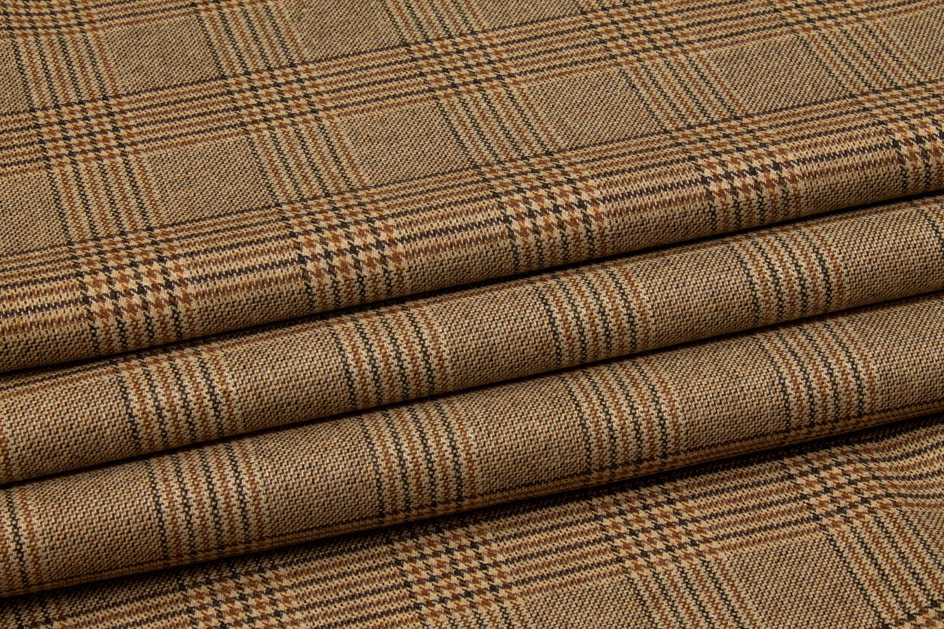 Glen Check Wool Suiting - Brown - Prime Fabrics