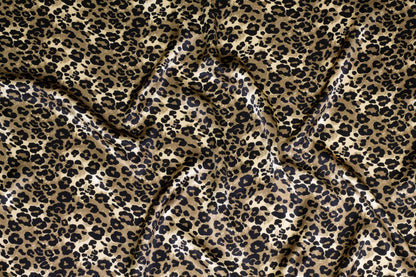 Bronze and Black Leopard Print Silk Charmeuse - Prime Fabrics