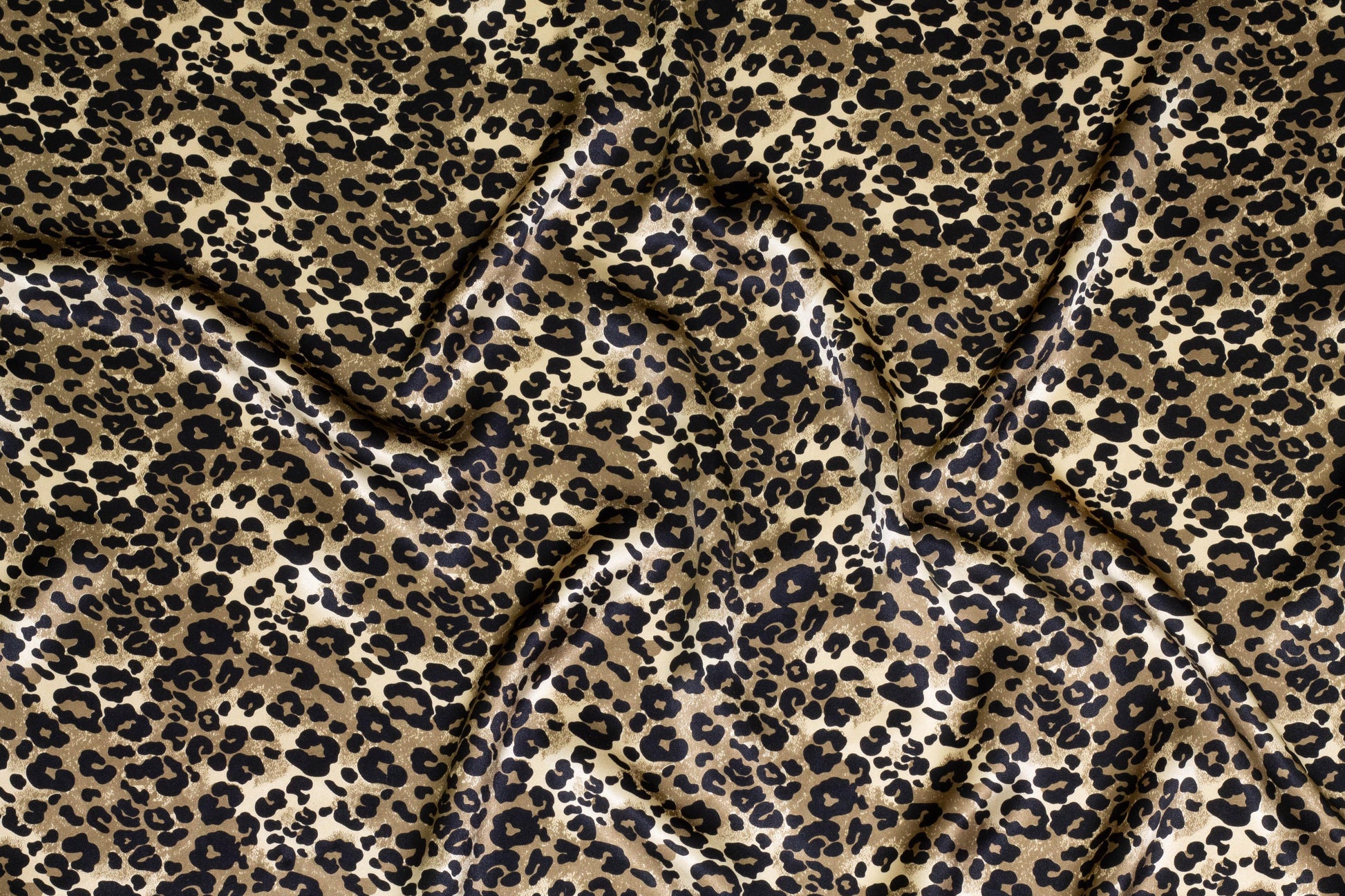 Bronze and Black Leopard Print Silk Charmeuse - Prime Fabrics