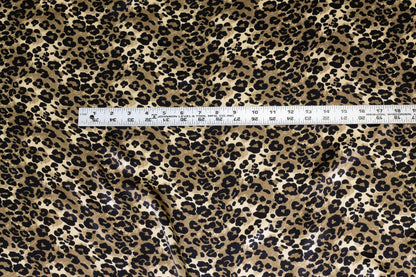 Bronze and Black Leopard Print Silk Charmeuse - Prime Fabrics