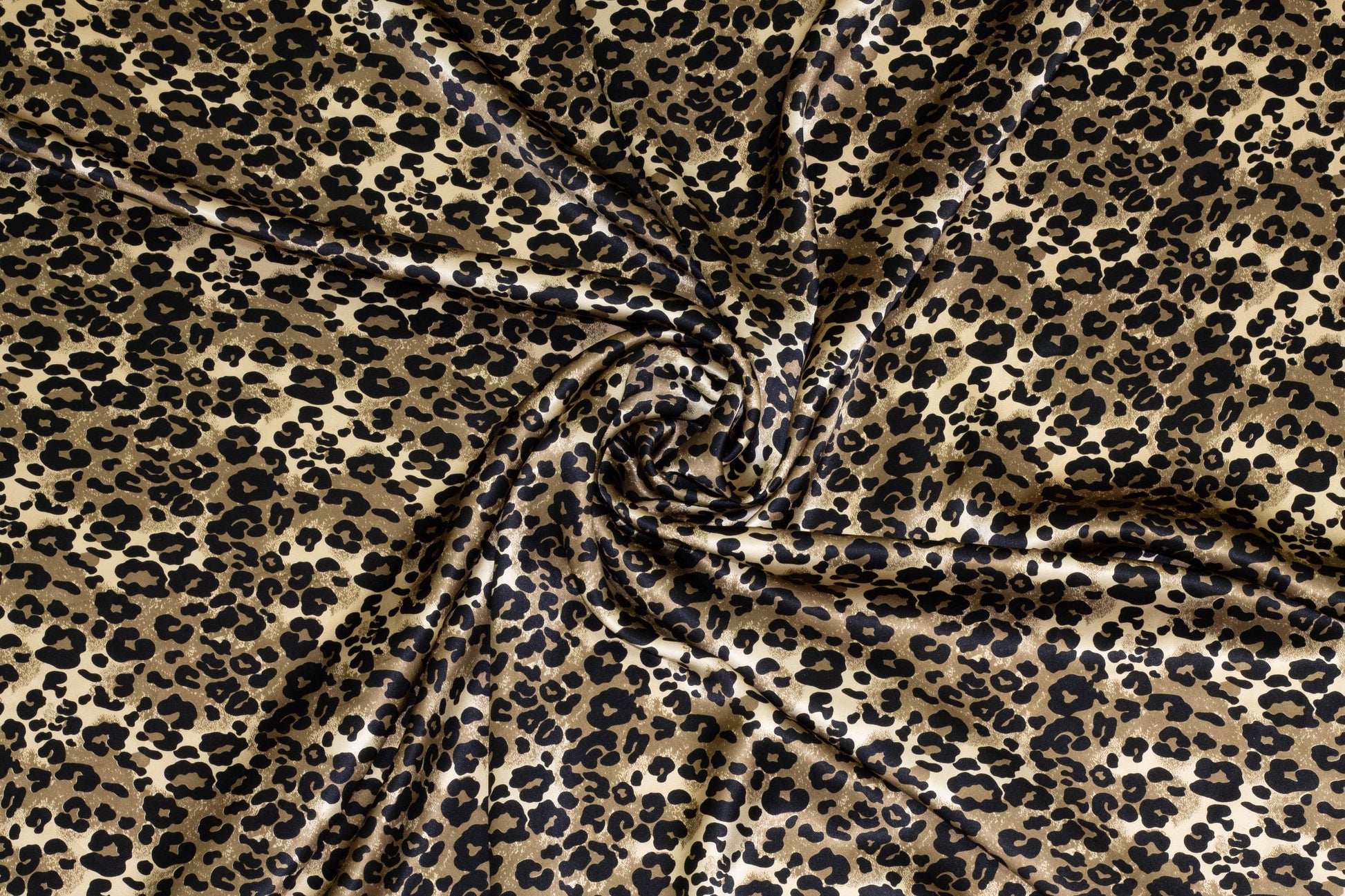 Bronze and Black Leopard Print Silk Charmeuse - Prime Fabrics