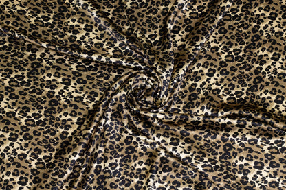 Bronze and Black Leopard Print Silk Charmeuse - Prime Fabrics