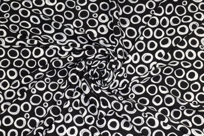 Black and White 4-Ply Silk Crepe - Prime Fabrics