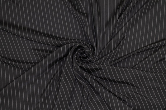 Black and Gray Striped 4-Ply Silk - Prime Fabrics