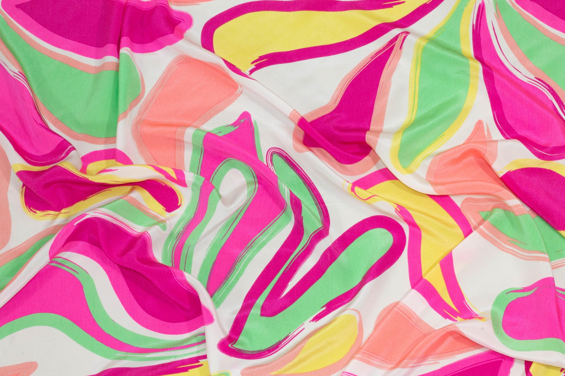 Multicolor Abstract Crepe De Chine Silk - Prime Fabrics
