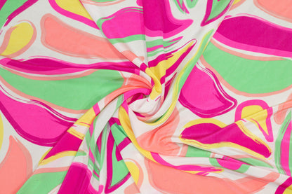 Multicolor Abstract Crepe De Chine Silk - Prime Fabrics