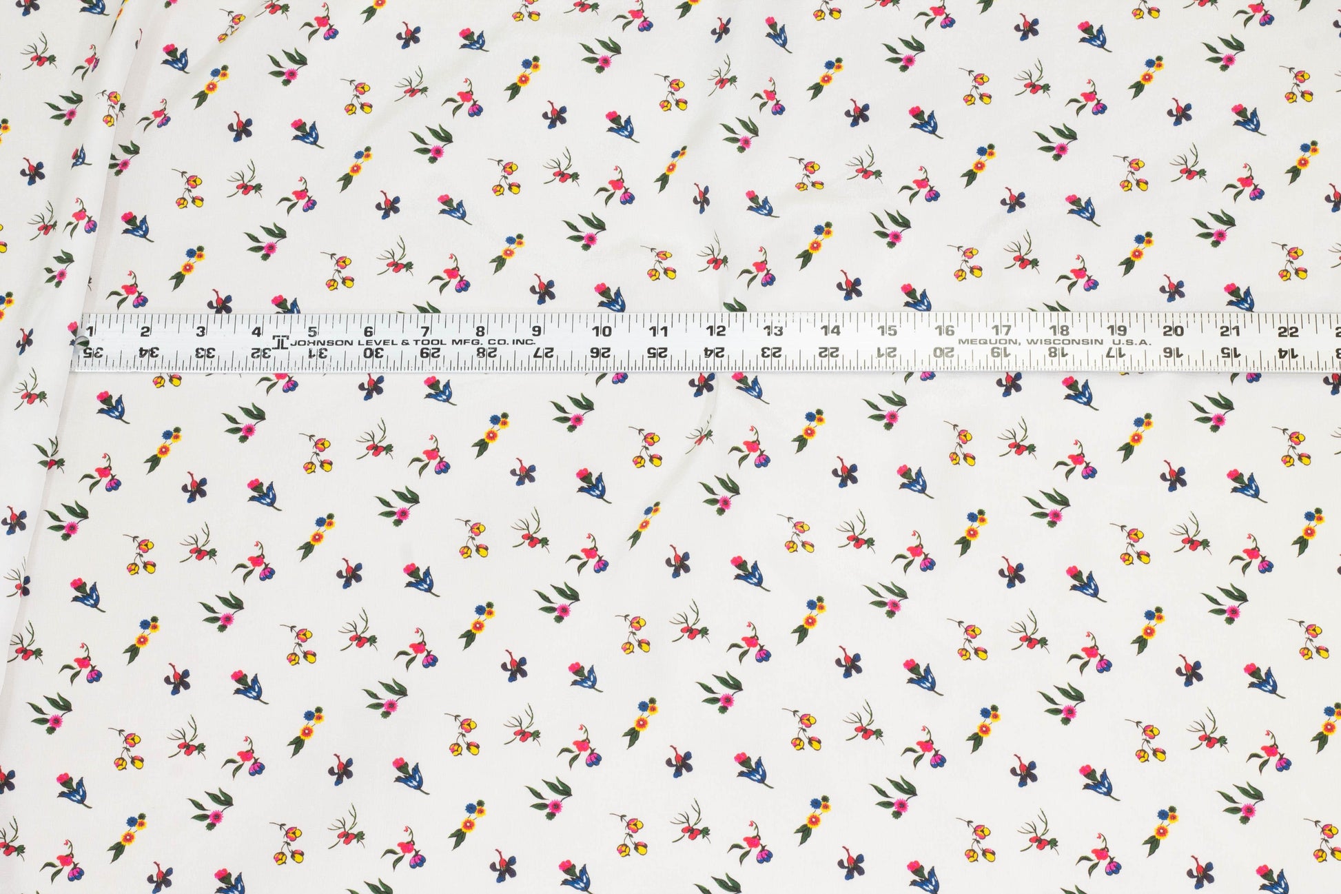 White and Multicolor Floral Crepe De Chine Silk - Prime Fabrics