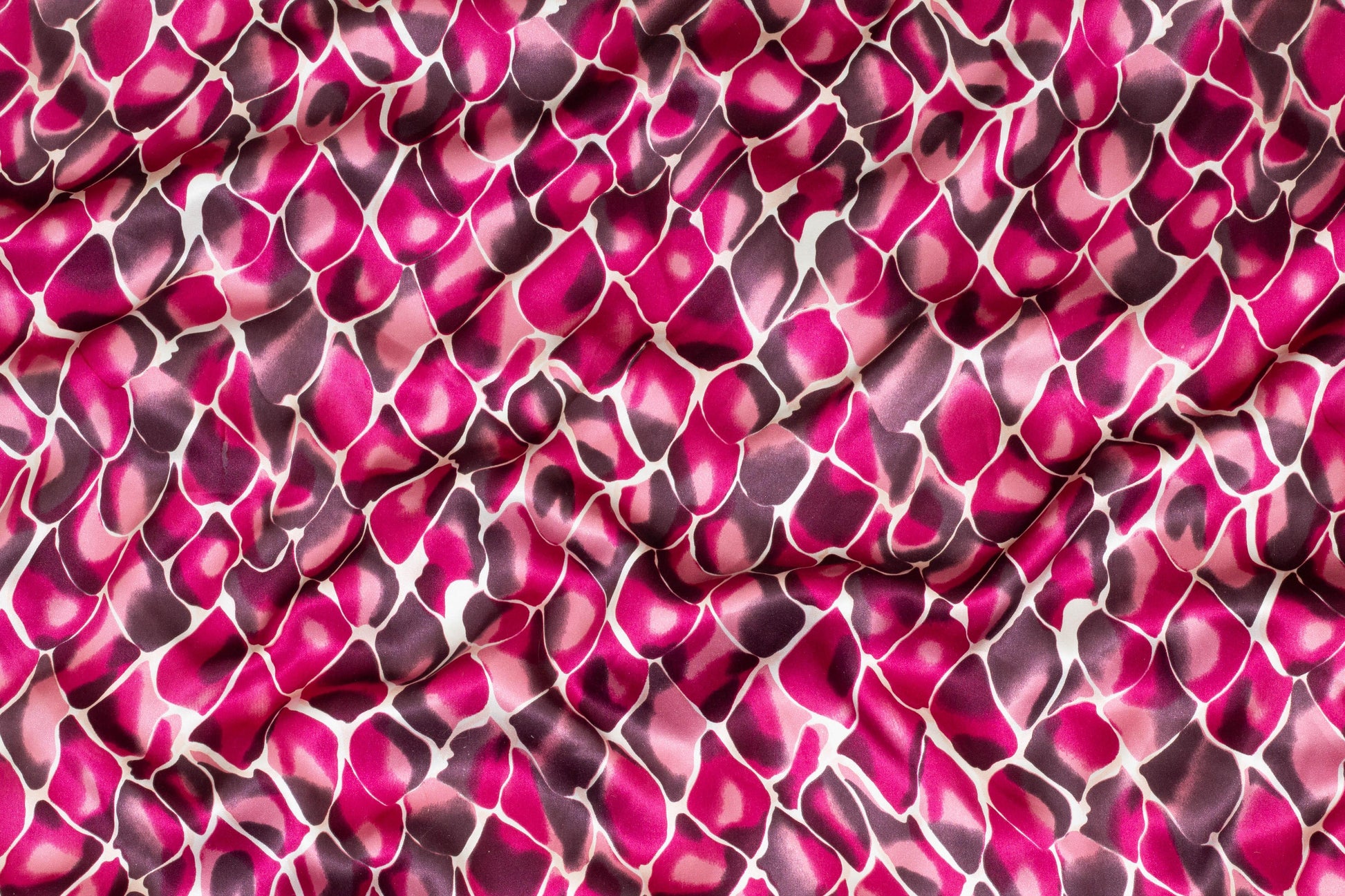 Magenta Abstract Silk Charmeuse - Prime Fabrics