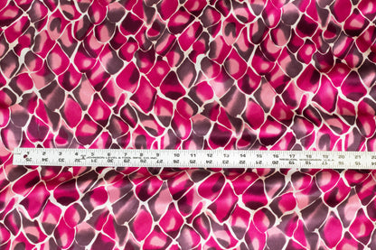 Magenta Abstract Silk Charmeuse - Prime Fabrics