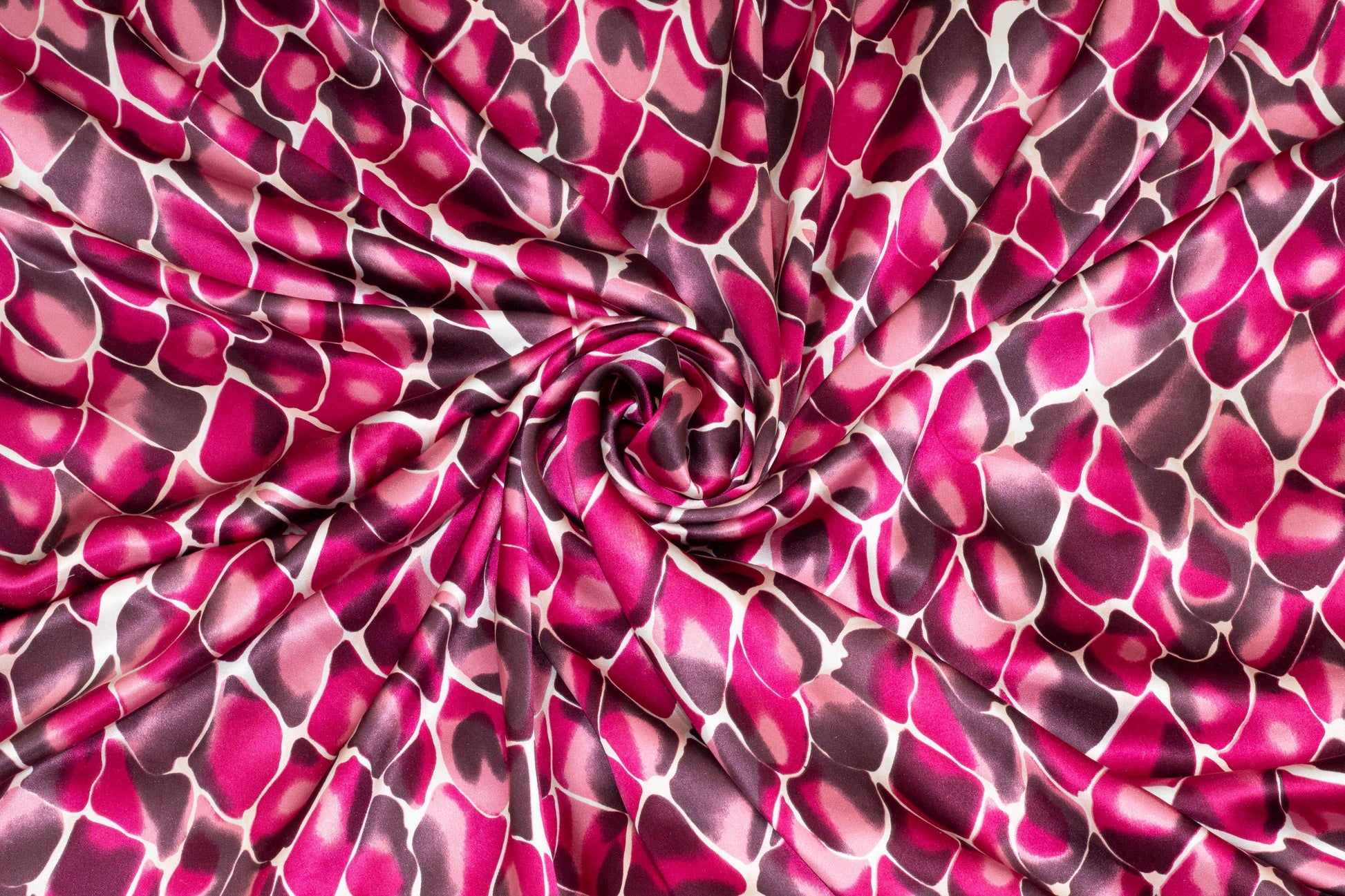 Magenta Abstract Silk Charmeuse - Prime Fabrics
