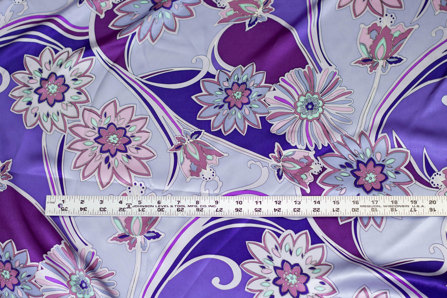 Purple Floral Abstract Silk Charmeuse - Prime Fabrics