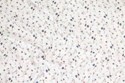 White Floral Textured Silk Georgette - Prime Fabrics