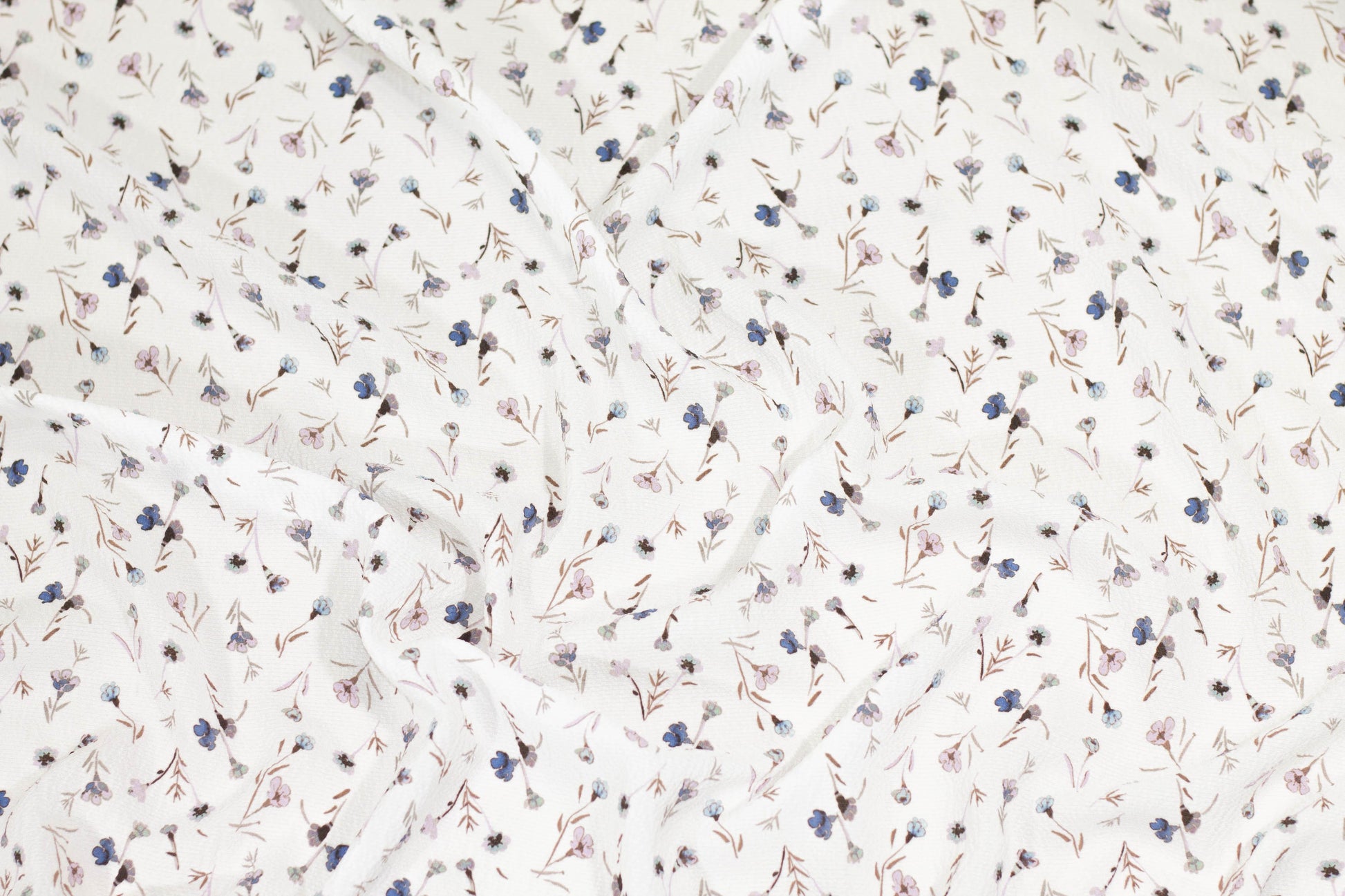 White Floral Textured Silk Georgette - Prime Fabrics