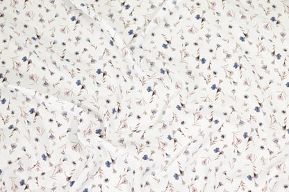 White Floral Textured Silk Georgette - Prime Fabrics