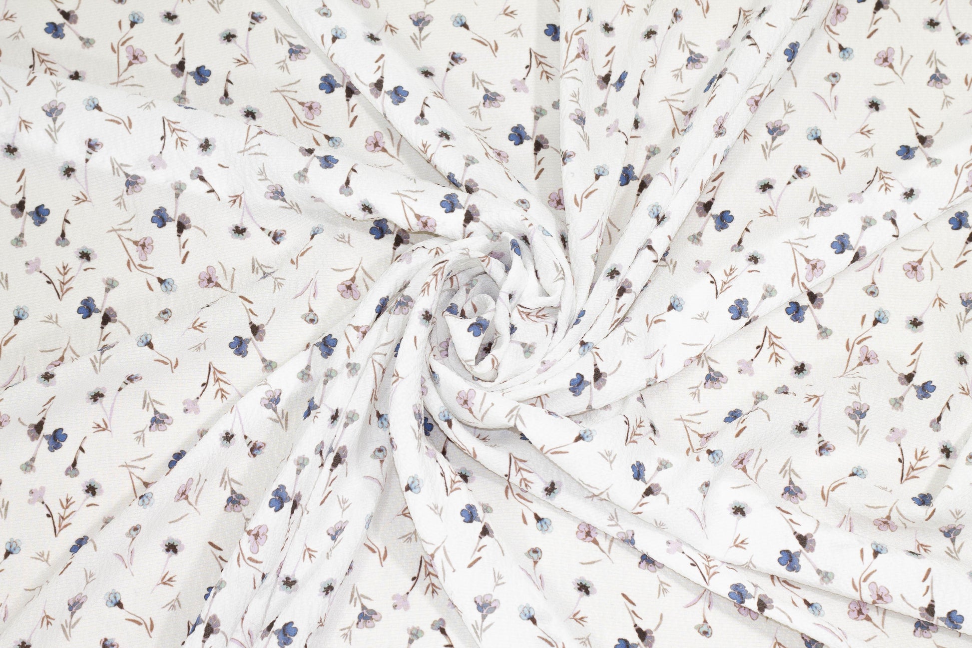 White Floral Textured Silk Georgette - Prime Fabrics