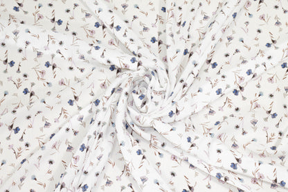 White Floral Textured Silk Georgette - Prime Fabrics