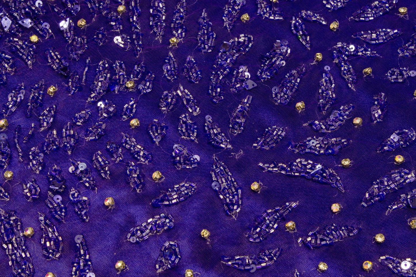 Hand Beaded and Sequined Mesh - Royal Blue - Prime Fabrics