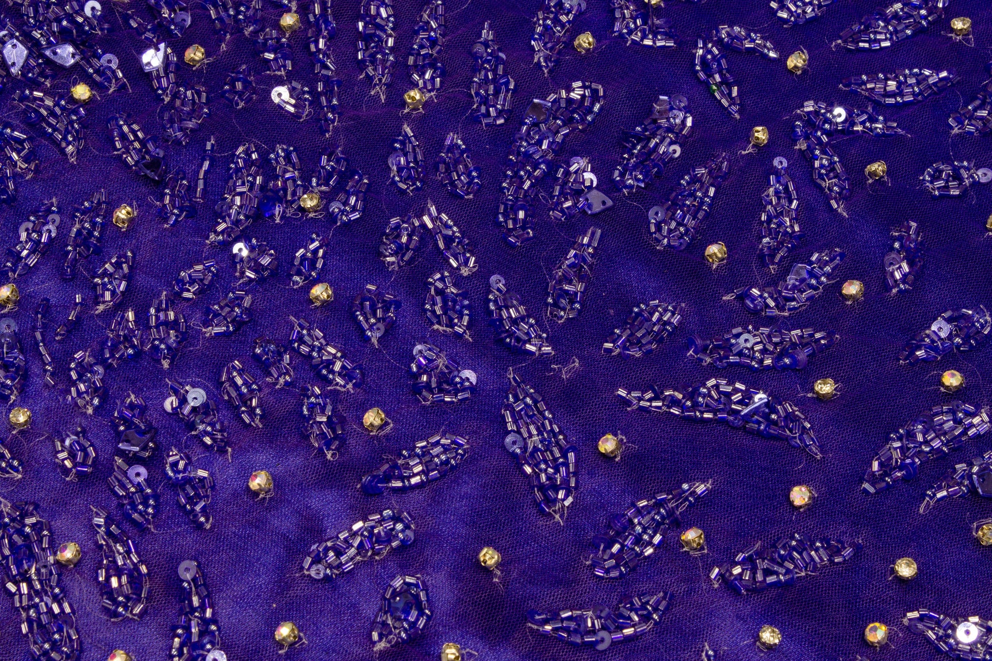 Hand Beaded and Sequined Mesh - Royal Blue - Prime Fabrics