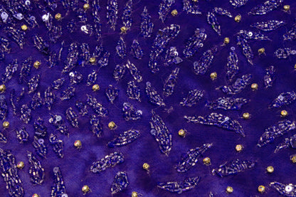 Hand Beaded and Sequined Mesh - Royal Blue - Prime Fabrics