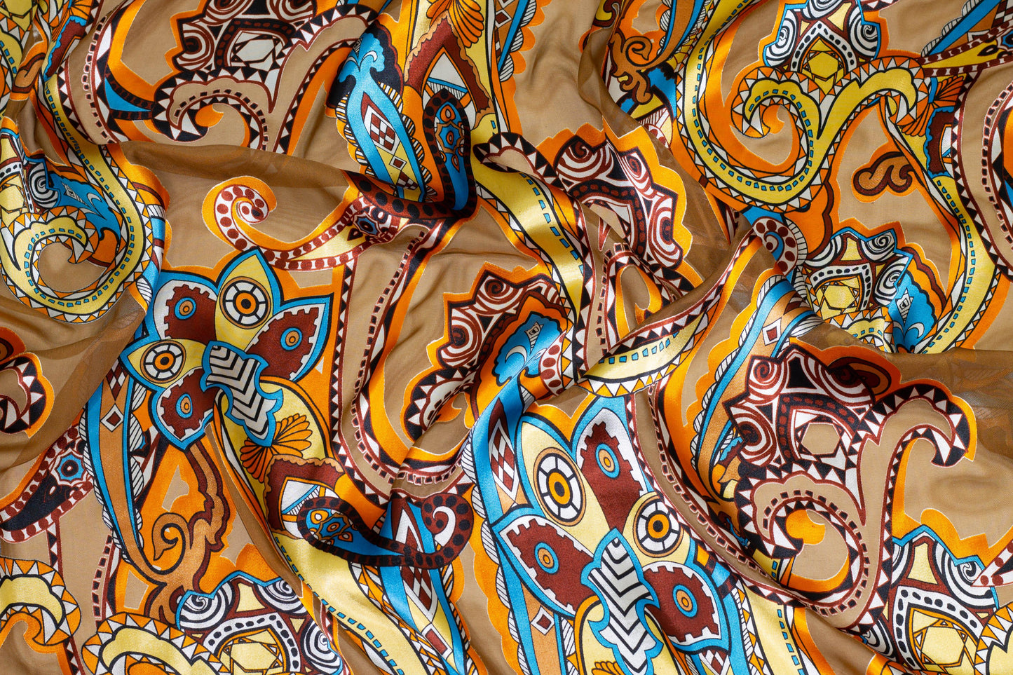 Multicolor See-Through Burnout Silk - Prime Fabrics