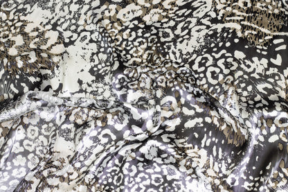 Charcoal and White See-Through Burnout Silk - Prime Fabrics