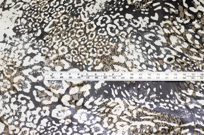 Charcoal and White See-Through Burnout Silk - Prime Fabrics