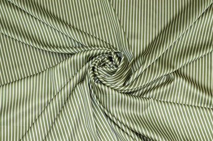 Sage Green Striped Stretch Silk Charmeuse - Prime Fabrics