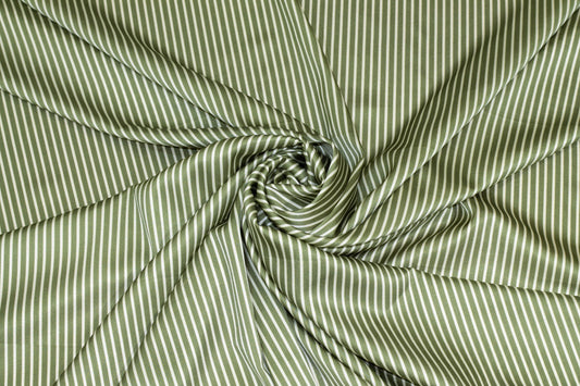 Sage Green Striped Stretch Silk Charmeuse - Prime Fabrics