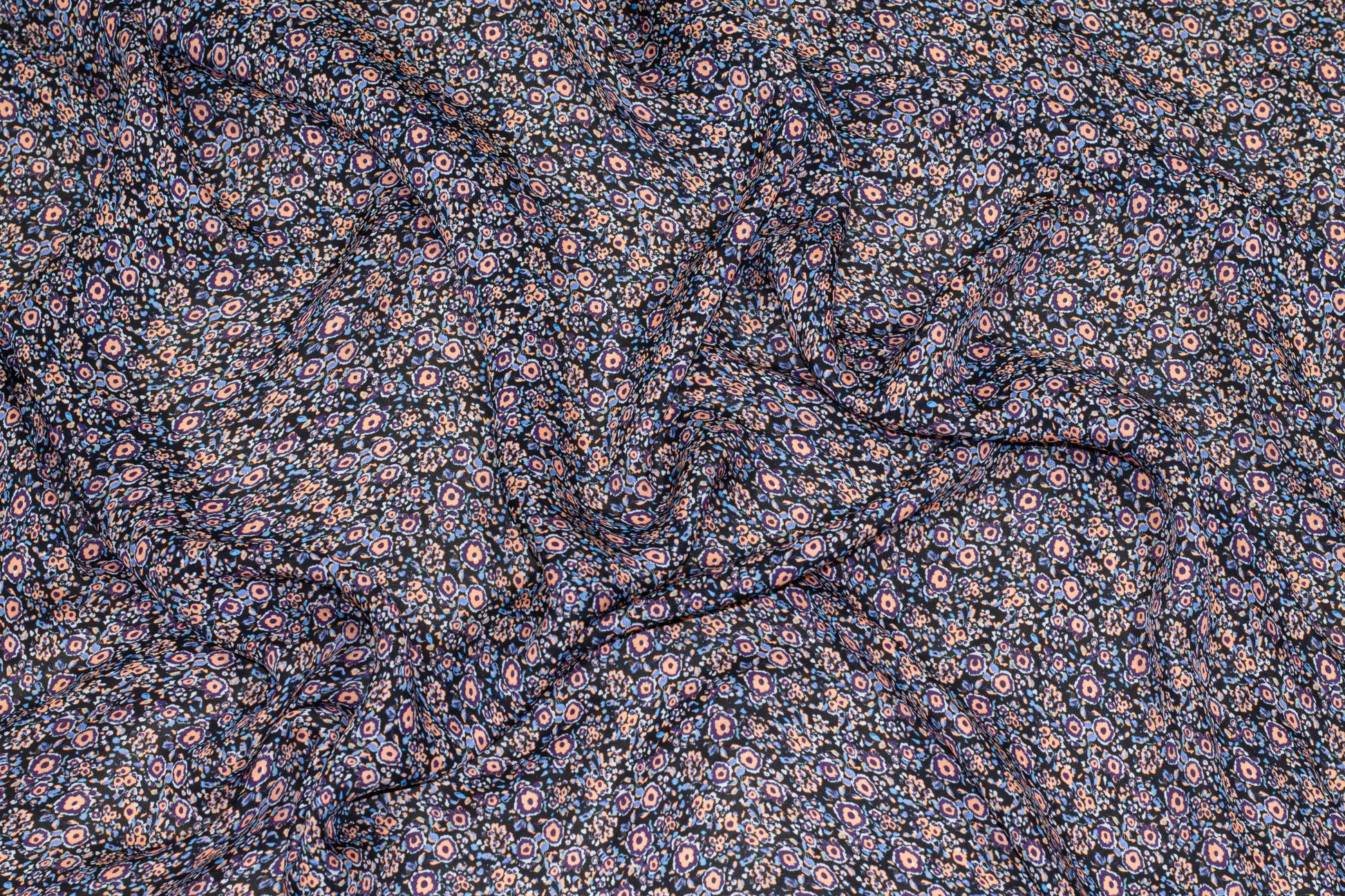 Purple and Peach Ditsy Floral Silk Georgette - Prime Fabrics