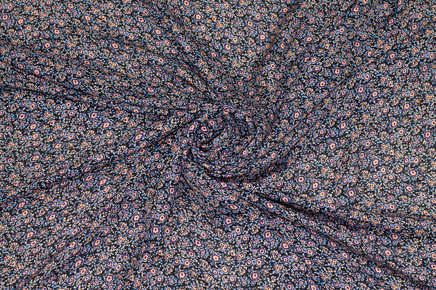 Purple and Peach Ditsy Floral Silk Georgette - Prime Fabrics