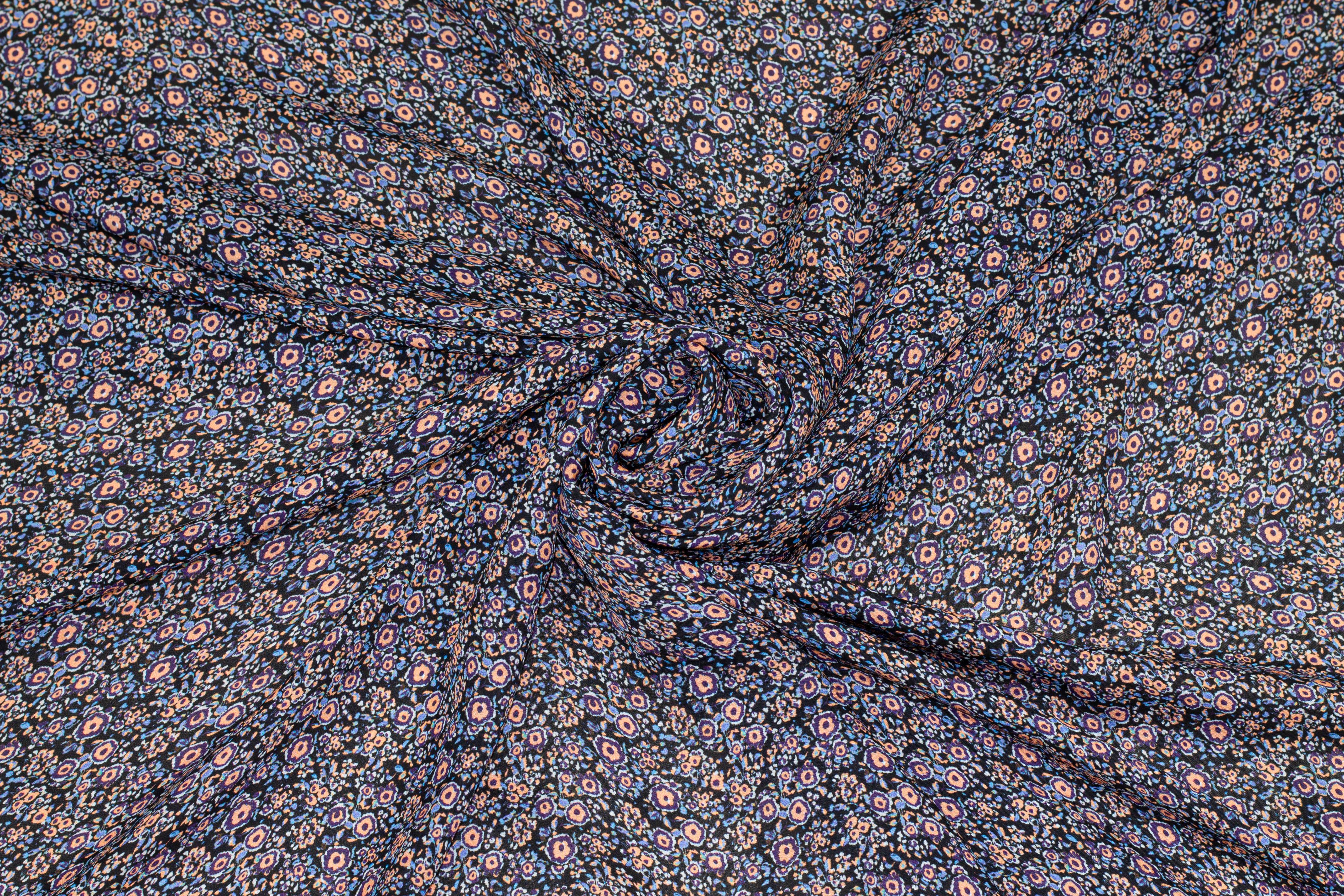Purple and Peach Ditsy Floral Silk Georgette - Prime Fabrics