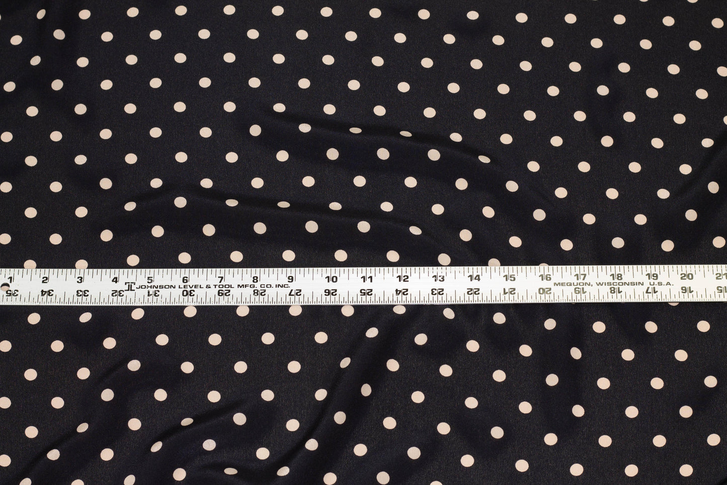 Black and Beige Polka Dot Crepe De Chine Silk - Prime Fabrics