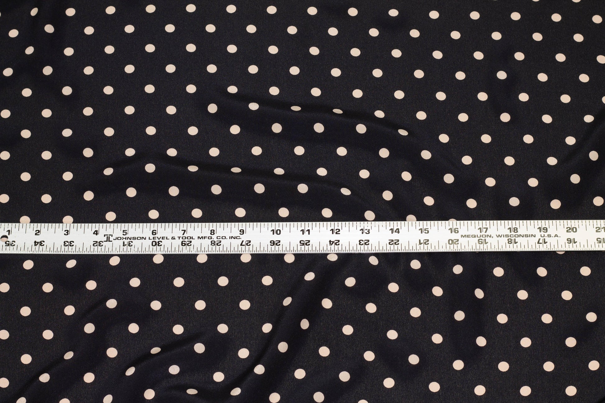 Black and Beige Polka Dot Crepe De Chine Silk - Prime Fabrics