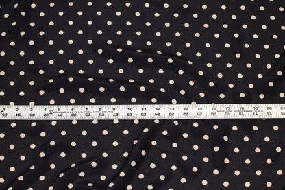 Black and Beige Polka Dot Crepe De Chine Silk - Prime Fabrics