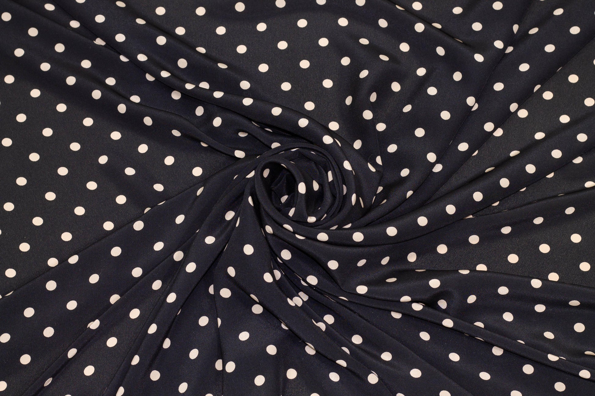 Black and Beige Polka Dot Crepe De Chine Silk - Prime Fabrics