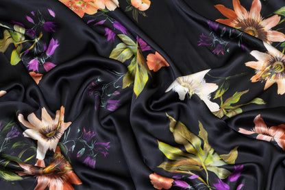 Multicolor Floral Silk Charmeuse - Prime Fabrics