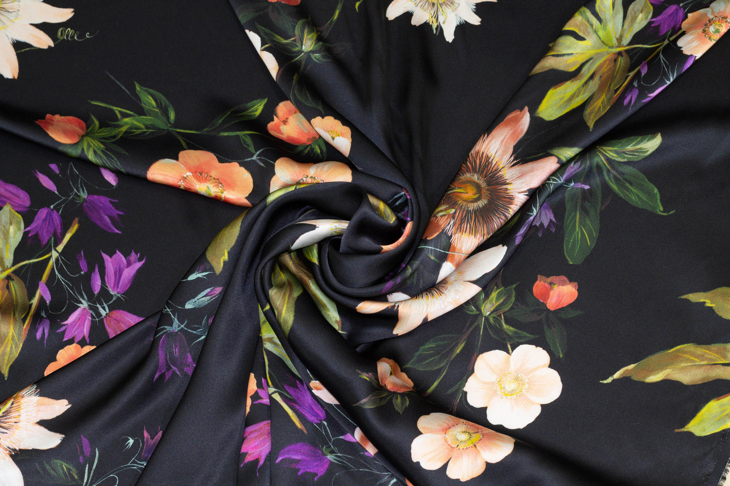 Multicolor Floral Silk Charmeuse - Prime Fabrics