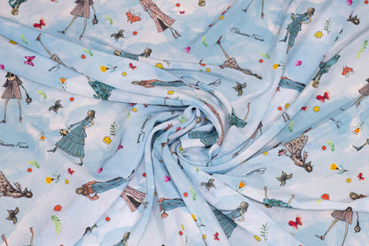 Elisabetta Franchi - Sky Blue Tie-Dye Contemporary Italian Silk Crepe De Chine - Prime Fabrics