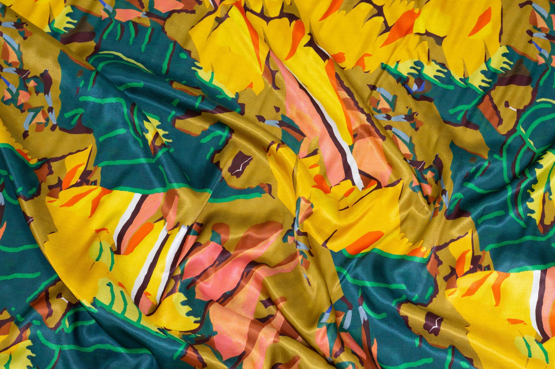 Multicolor Abstract Italian Silk/Viscose Charmeuse - Prime Fabrics
