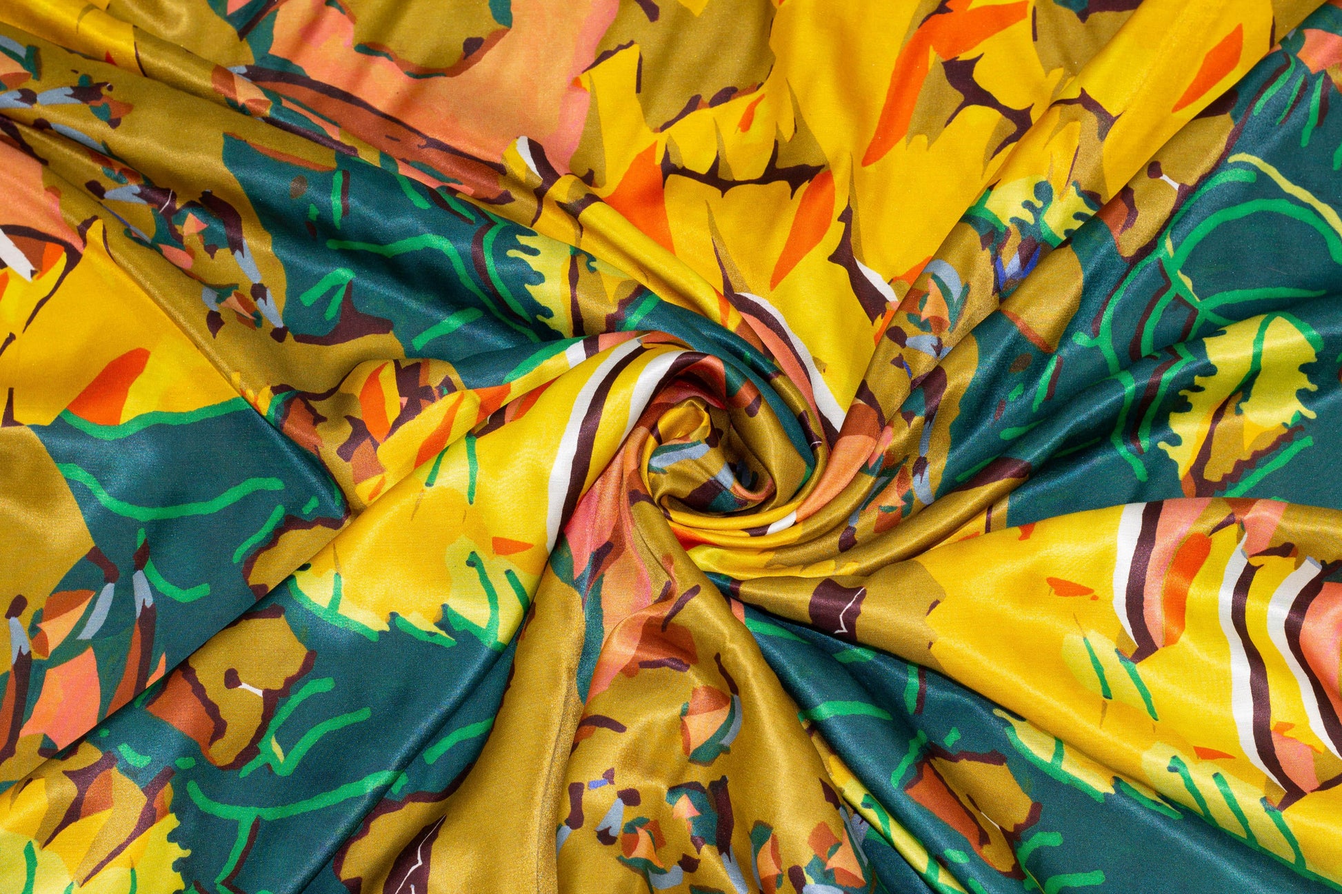 Multicolor Abstract Italian Silk/Viscose Charmeuse - Prime Fabrics